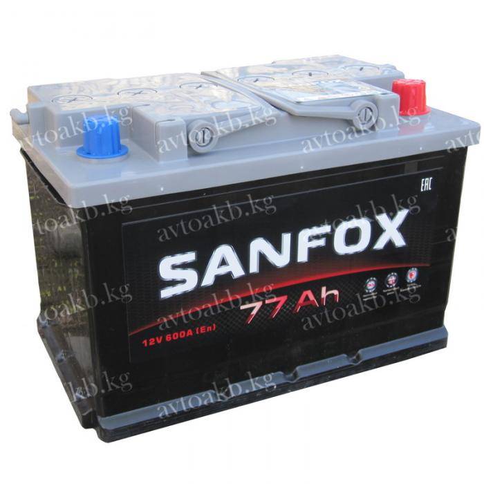 Аккумулятор Sanfox 77Ач 600A обратная полярность