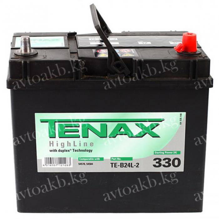 Аккумулятор Tenax High 45 Ач 330 А прямая полярность тонкие клеммы B24R