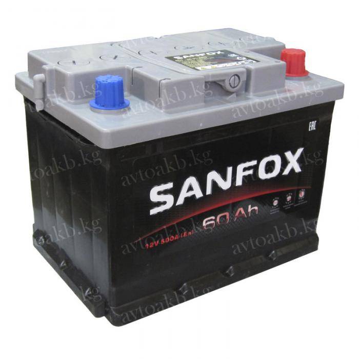 Аккумулятор Sanfox 60 Ач 500 А обратная полярность