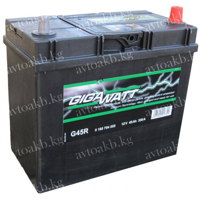 Аккумулятор Gigawatt 45Ач 330A обратная полярность G45R