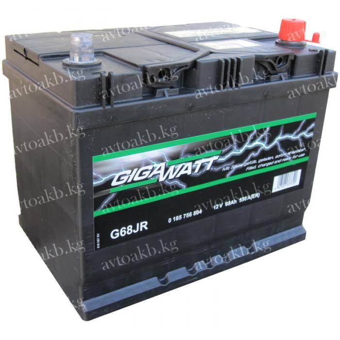 Аккумулятор Gigawatt 68Ач 550A обратная полярность G68JR