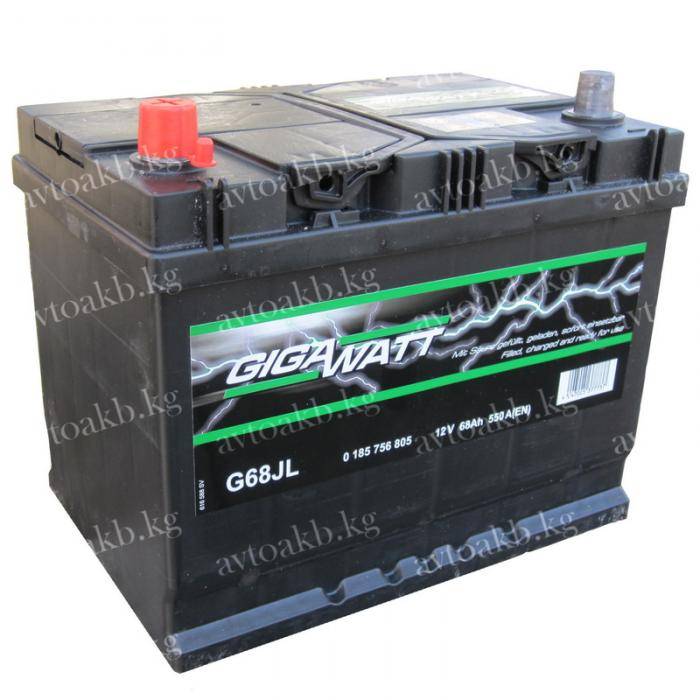 Аккумулятор Gigawatt 68Ач 550A прямая полярность G68JL