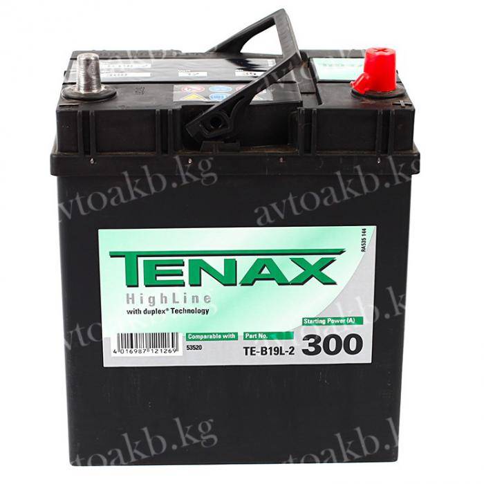 Аккумулятор Tenax High 35 Ач 300 А прямая полярность тонкие клеммы B19R