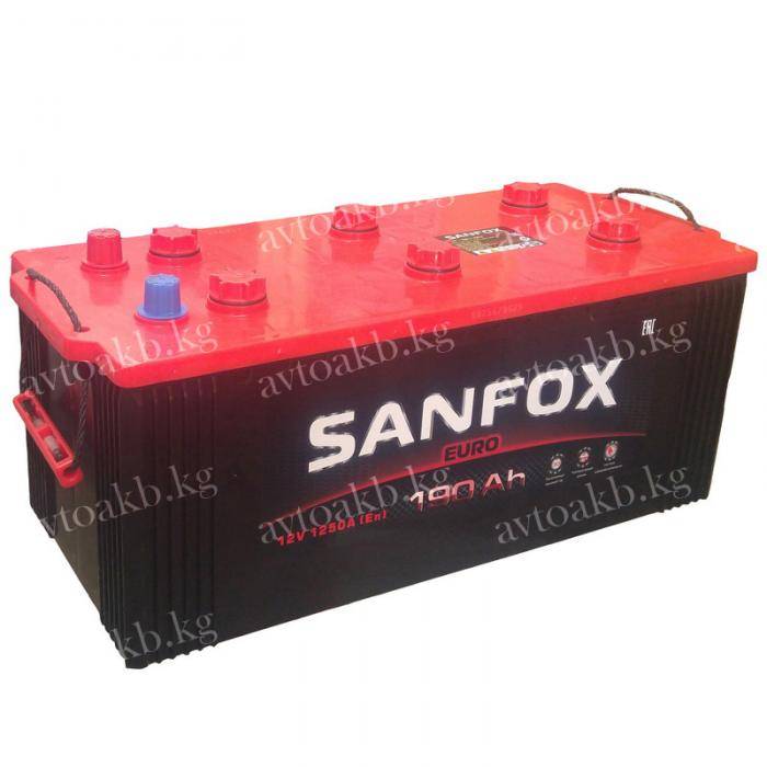 Грузовой аккумулятор Sanfox 190 Ач 1250 А обратная полярность